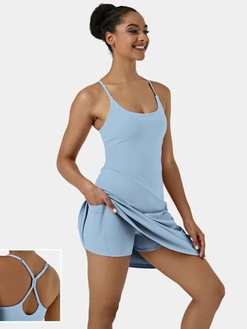 Everyday Cloudful™ by Halara Backless 2-in-1 Dress Sz L Light Blue (Angel Falls)